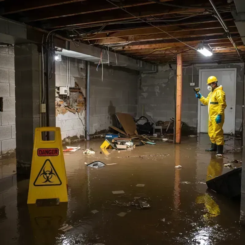 Flooded Basement Electrical Hazard in Gridley, IL Property